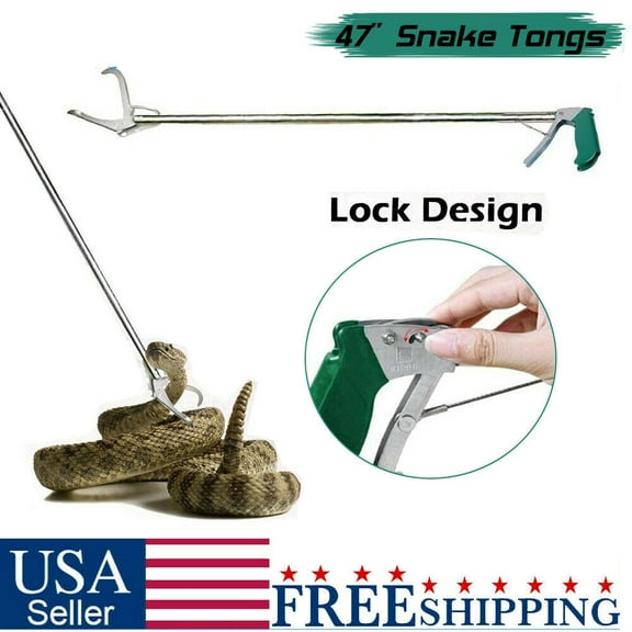 Ayamaya Upgraded 47 inch Snake Catcher, Collapsible Stainless Steel Reptile Grabber Tongs Stick Rattlesnake Handling Tool with Jaw