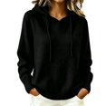 thumbnail image 2 of Yigetop Warm Sweaters for Women Crew Neck Soft Hoodies Fall Winter Cozy Knitted Hooded Pullover Loose Fit Lightweight Comfy 2026 Daily Wear Tops Black XL, 2 of 5