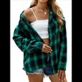 thumbnail image 1 of Camisas de Franela con Botones para Mujer, Camisas A Cuadros de Larga, Blusa Informal de Negocios. Verde XXL, 1 of 10