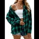 thumbnail image 1 of Camisas de Franela con Botones para Mujer, Camisas A Cuadros de Larga, Blusa Informal de Negocios. Verde L, 1 of 10