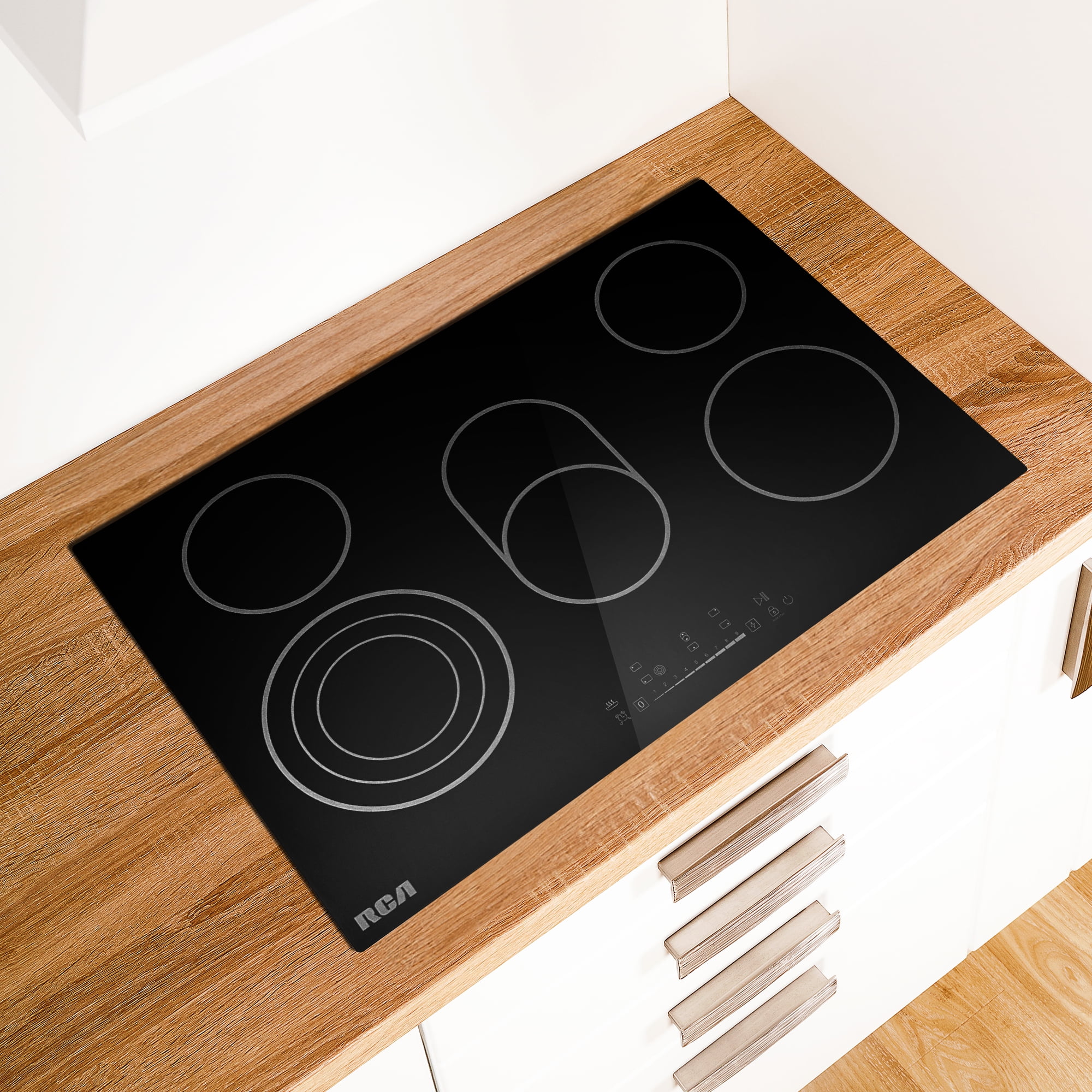 30 in. Sterling Collection Drop-In Electric Ceramic Glass Cooktop, 5 Burners, Triple Zone Element, Sync Burner, Black