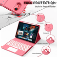 thumbnail image 4 of Kenke Keyboard Case Compatible for iPad (A16) 11/10th Generation 11/10.9 inch 2025/2020, Folio Cover with Pencil Holder, Multi-Touch Trackpad, 7 Color Backlit, Detachable Bluetooth Keyboard, Pink Red, 4 of 9