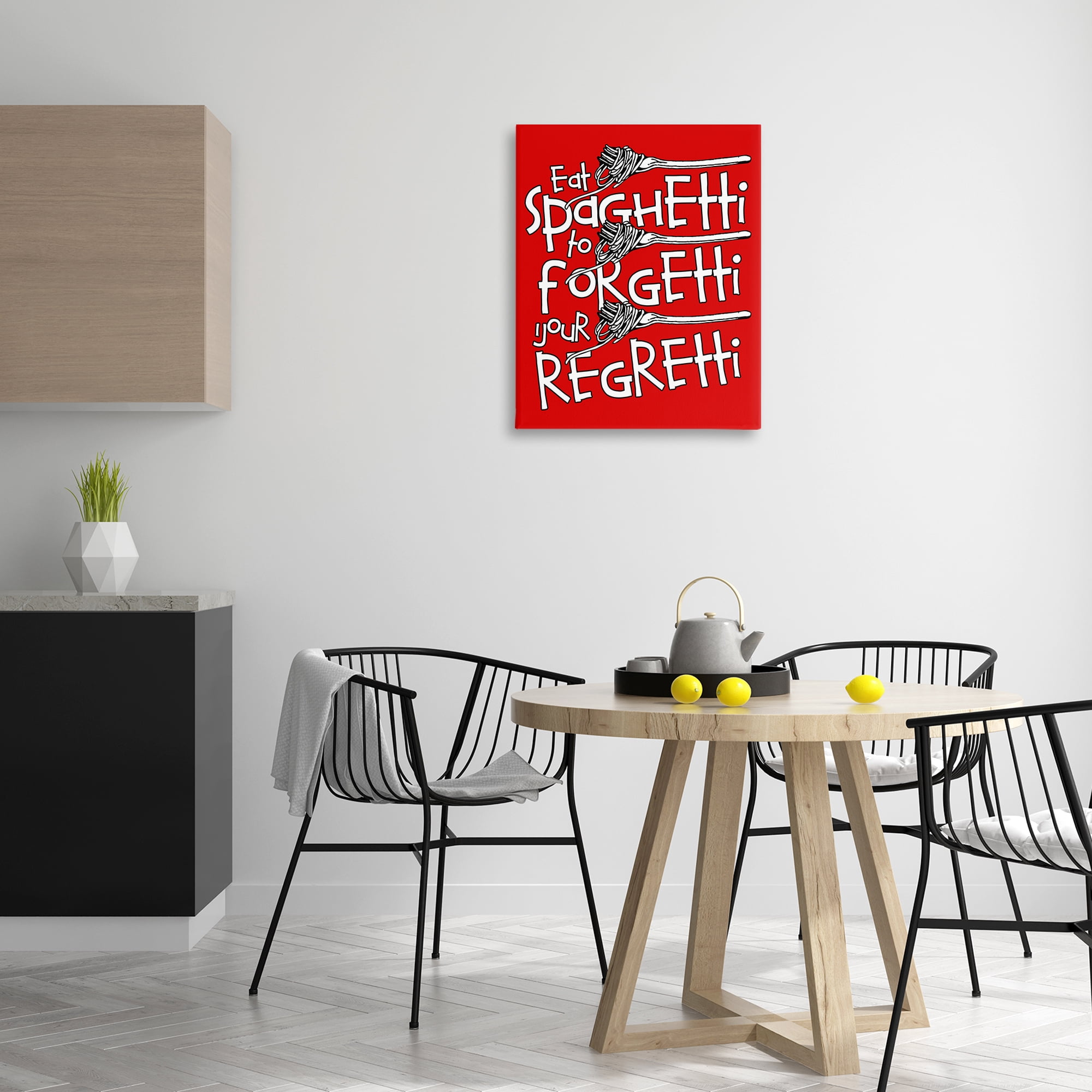 Stupell Industries Funny Eat Spaghetti Phrase Food & Beverage Painting Wrapped Canvas Art Print Wall Art, 24 x 30
