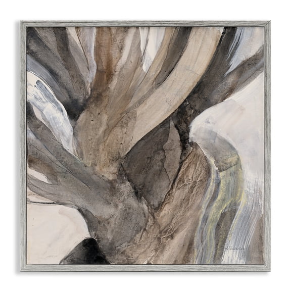 Stupell Industries Twisted Driftwood Abstraction Abstract Painting Gray Framed Art Print Wall Art, 12 x 12
