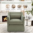 thumbnail image 2 of DFA 360° Swivel Accent Chair, Upholstered Fabric Leisure Armchair with Lumbar Pillow & Removable Cushions, Single Sofa Chair for Living Room Bedroom, Green, 2 of 6