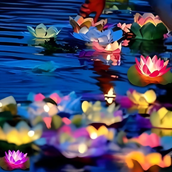 HIBIBUD Solar Floating Light - Floating Lotus Light Pool Floating Light for Pond Water Fountain Hot Tub Wedding Decor