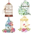 thumbnail image 1 of Adhesivos para ventanas con diseño de jaula de pájaros, flores, pájaros, primavera y verano, para puertas corredizas de cristal, vinilos de alerta anticolisión., 1 of 9