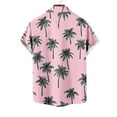 thumbnail image 5 of T-shirts for men Plus Size under $5 Hawaiian Print Lapel Collar Short Sleeve Button-Up Shirt Trendy Shirt Pink L, 5 of 5