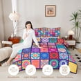 thumbnail image 3 of Erosebridal Colorful Mandala Full Size Comforter Sets for Girls, Bohemian Blossoms Bedding Sets, Black Reversible 3 Pieces, 1 Comforter and 2 Pillowcases, 3 of 6