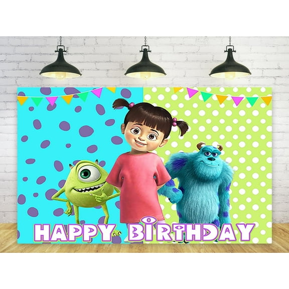 Monster University Birthday Anime Theme Backdrops Banner Birthday Party Decor Supplies,5.9x3.6ft