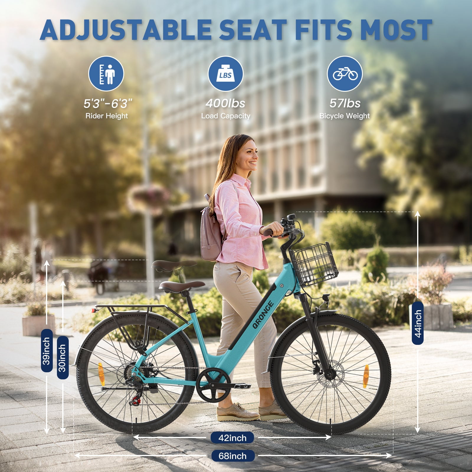 26 inch Electric Bike for Adults 1200W Peak Step Through E-Bike 70Miles Range 25 mph Max Speed Electric Bicycles 7-Speed Front Fork Suspension E-Mountain Bikes 36V 12.8AH Battery, UL2849 by SGS