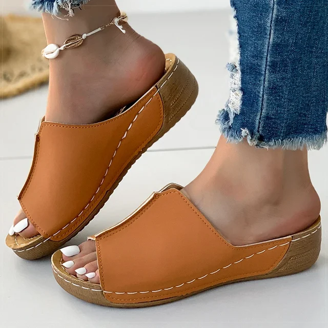 Sandales pour Femmes 2025 Chaussures d'Été Femmes Talons Souples Sandales Plateforme Basse Sandalias Mujer Intérieur Extérieur