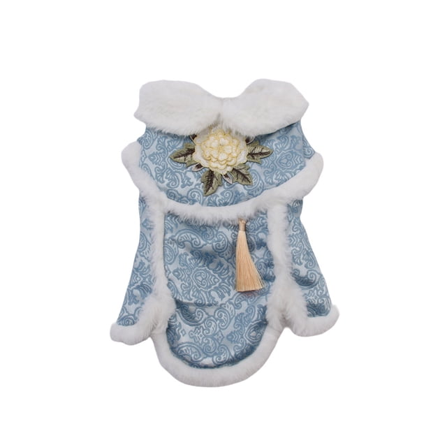 Greeniant Ropa para mascotas Ropa cómoda y gruesa para mascotas con botones Trajes Tang Festival de primavera Abrigos Disfraces para el frío Otoño Ropa para mascotas Azul METRO Greeniant PT000678-03