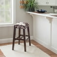 thumbnail image 2 of Linon Renner 30" Saddle Backless Barstool, Walnut/Brown Microfiber Cow Print, 2 of 9