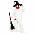 thumbnail image 5 of Silly Ghost Onesie Big Mouth Monster Pajamas with Curly Witch Hat,  Soft Hooded Loungewear, Spooky Party Jumpsuit for Halloween Nights, Oversized Fleece Homewear for Family Matching--Without shoes, 5 of 5