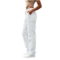 thumbnail image 5 of Tqcoqu Cargo Pants for Women Baggy - Drawstring Elastic Waist Multi-Pocket Cargo Pants with Ankle Ties Y2K Festival Outfits Hiking Camping,White Women's S-XXXXXL, 5 of 8
