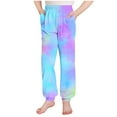 thumbnail image 5 of SGFCWSX Girls Jogger Pants High Elastic Waist Sweatpants for Kids Soft Tie Dyeing Pant Blue Size 7-8 Years, 5 of 6