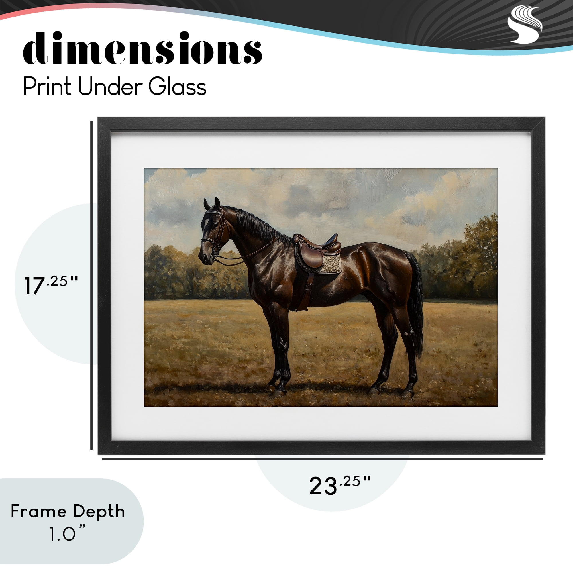 Stupell Industries Dark Brown Pony Portrait Black Framed Print Under Glass, design by Petal Prints Design