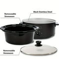 thumbnail image 6 of Magnifique 8-Quart Oval Manual Slow Cooker | 3 Cooking Modes (Low/High/Warm) | 370W, Glass Lid, Ceramic & Metal Construction | US Plug for Home Cooking, 6 of 11