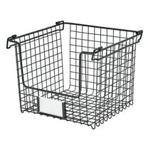 iDesign, Wire Stackable Storage Basket with Handles - 10" x 10" x 8", Matte Black