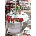 thumbnail image 4 of Outdoor Tablecloth with Umbrella Hole and Zipper, Christmas Poinsettia Round Table Cloth 60 Inch Waterproof Tablecloth, Farmhouse Red Flowers Floral Leaves Picnic Table Cover for Patio Camping, 4 of 7