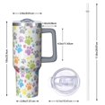thumbnail image 2 of OBREWU White Dog Paw Footprint Tumbler with Handle and Lid,White Dog Paw Footprint 40oz Double Wall Vacuum Insulated Tumbler,Cups Gift for Women and Men, 2 of 7