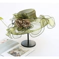 thumbnail image 5 of Women Sun Hat with Mesh Flower Decoration Wide Brim Hat Occasion Event Organza Fancy Church Dress Hat, 5 of 6