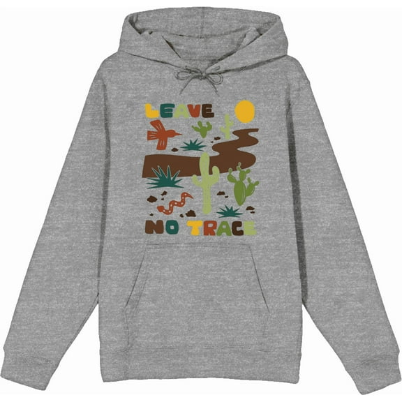 Adventure Society Leave No Trace Heather Gray Adult Long Sleeve Hoodie-Medium