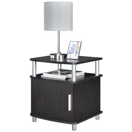 Ameriwood Home Carson End Table with Storage, Espresso/Silver