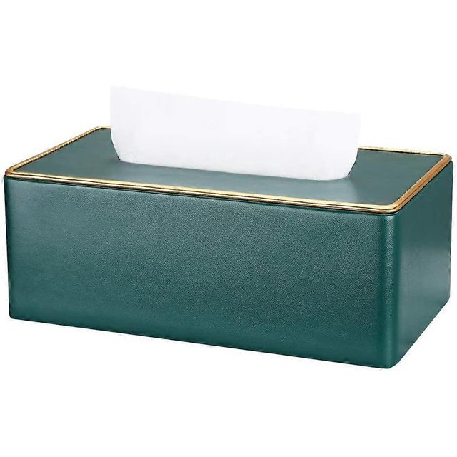 ZHAOCHENG Caja de cuero para pañuelos Caja para pañuelos cosméticos Dispensador de pañuelos (verde oscuro)