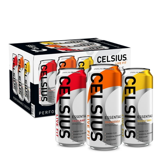 CELSIUS ESSENTIALS, Sparkling Sunset Variety Pack, Performance Energy Drink 16 Fl Oz (Pack of 12)