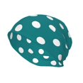 thumbnail image 2 of Logiee White Polka Dots With Teal Background Print Unisex Knit Beanie for Men Women Winter Hat,Beanies Skull Caps, 2 of 7