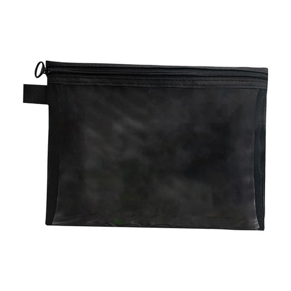 Travel Organizing Zipper Pouch, Mesh Organizing Pouch, Mesh Cosmetic Bag, Cosmetic and Toiletries Organizer Bag for Offices Black Large