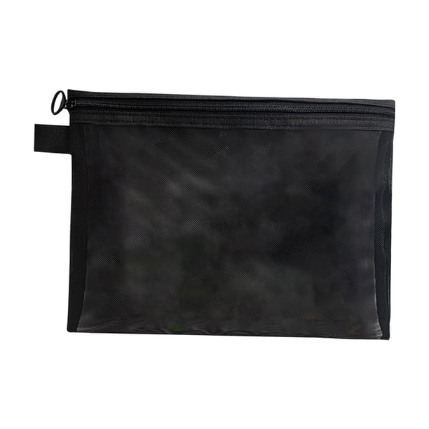 Bolsa de cosméticos, bolsa de viaje, organizadora con cremallera, bolsa de malla para maquillaje, artículos de tocador Negro Grande