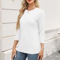 thumbnail image 4 of ABATAB 3/4 Length Sleeve Tops for Women Comfy Business Work Casual Tunic Shirts Solid Color Crew Neck Summer Fall Pullover(X-Large,White), 4 of 6