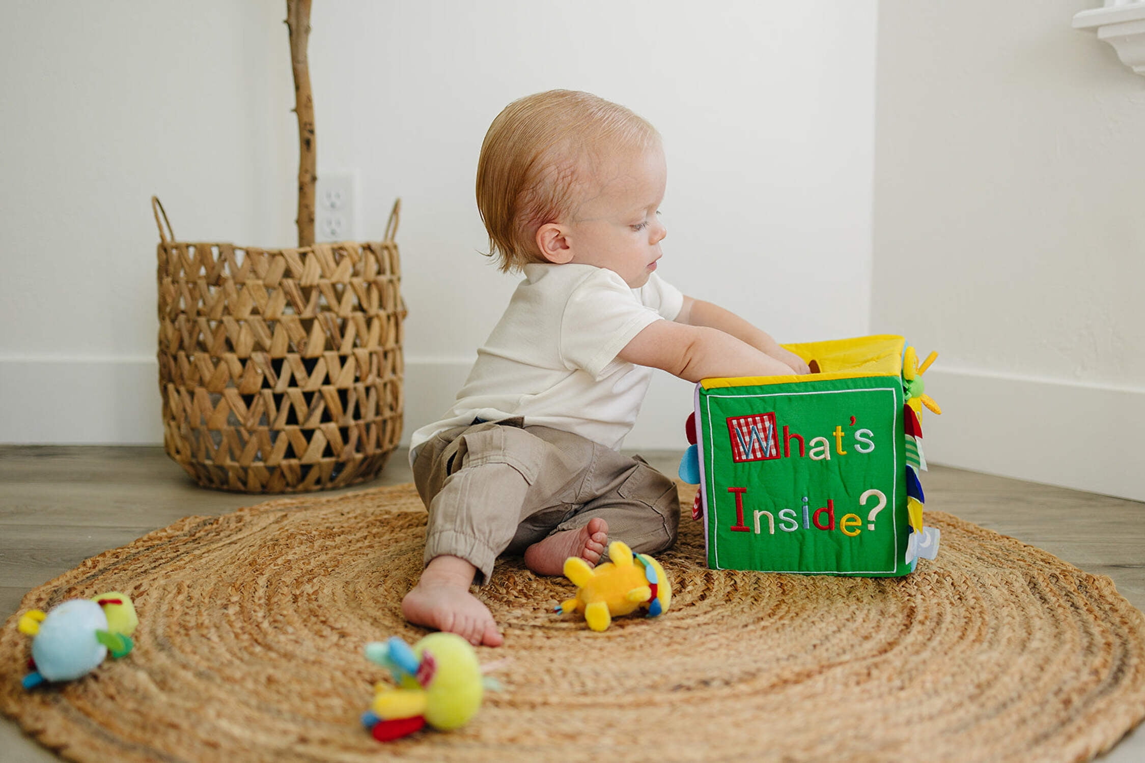 Genius Babies Baby Surprise Box with 8 Colorful Octopus Sensory Toys (7" x 7" x 7")
