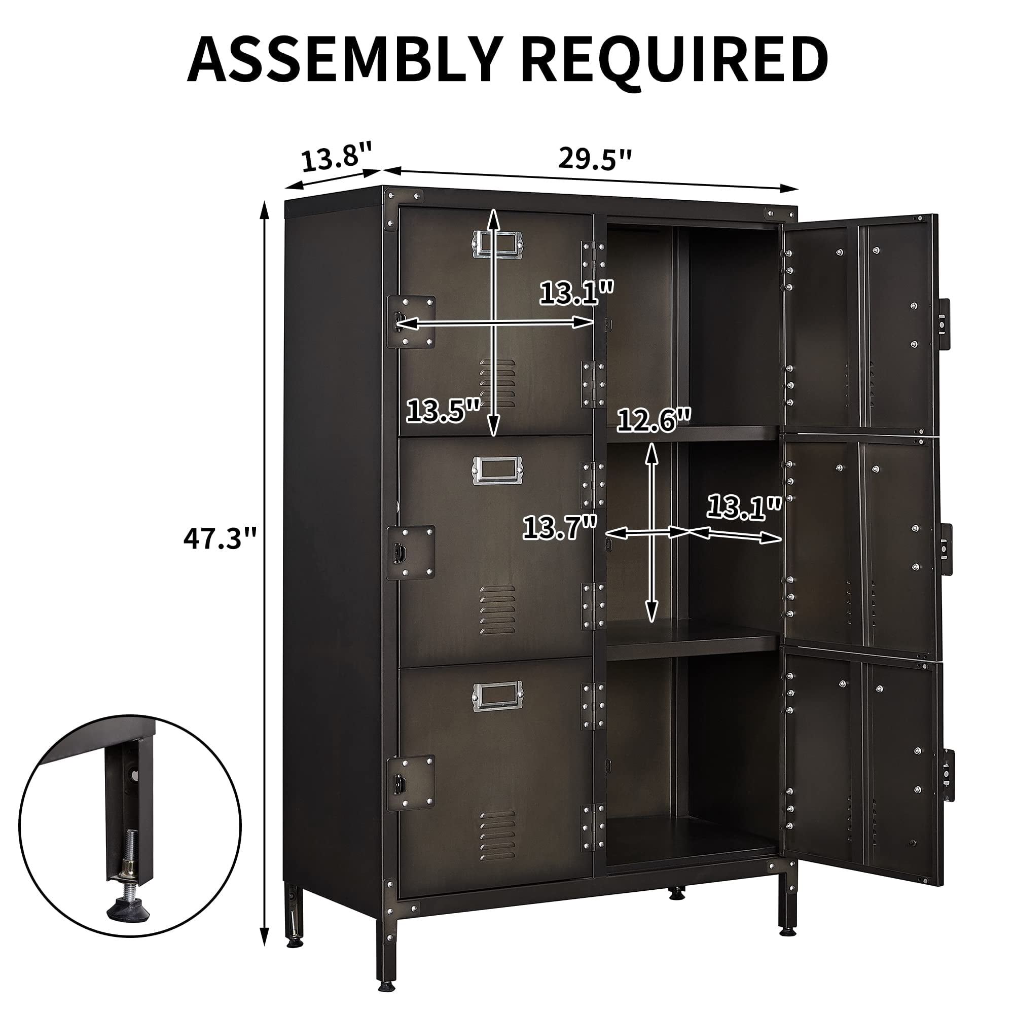 Fesbos Metal Storage Locker, Industrial Storage Cabinet with Doors and Shelves, Stylish and Sturdy 6 Compartment with Lockable Doors, for Home Office, Club and Bar