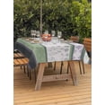 thumbnail image 3 of Outdoor Tablecloth with Umbrella Hole for Patio/Picnic/Party/Camping, Green Stripes Abstract Waterproof Table Cloth Rectangle Table Cover Washable, Geometric Spring Flowers Rustic (60"x 84"), 3 of 8