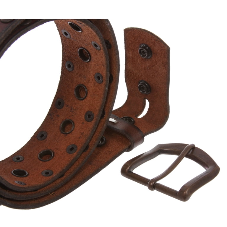 2514 Casual Riveted Studded Grommets & Studs Solid Leather Belt, Casual Riveted Studded Grommets & Studs Solid Leather Belt  main image 3