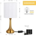 thumbnail image 2 of Haitral Modern 4.3" 2-Lights Nightstand Lamp Sets with Gold Metal Base, White, 2-Pieces, 2 of 7