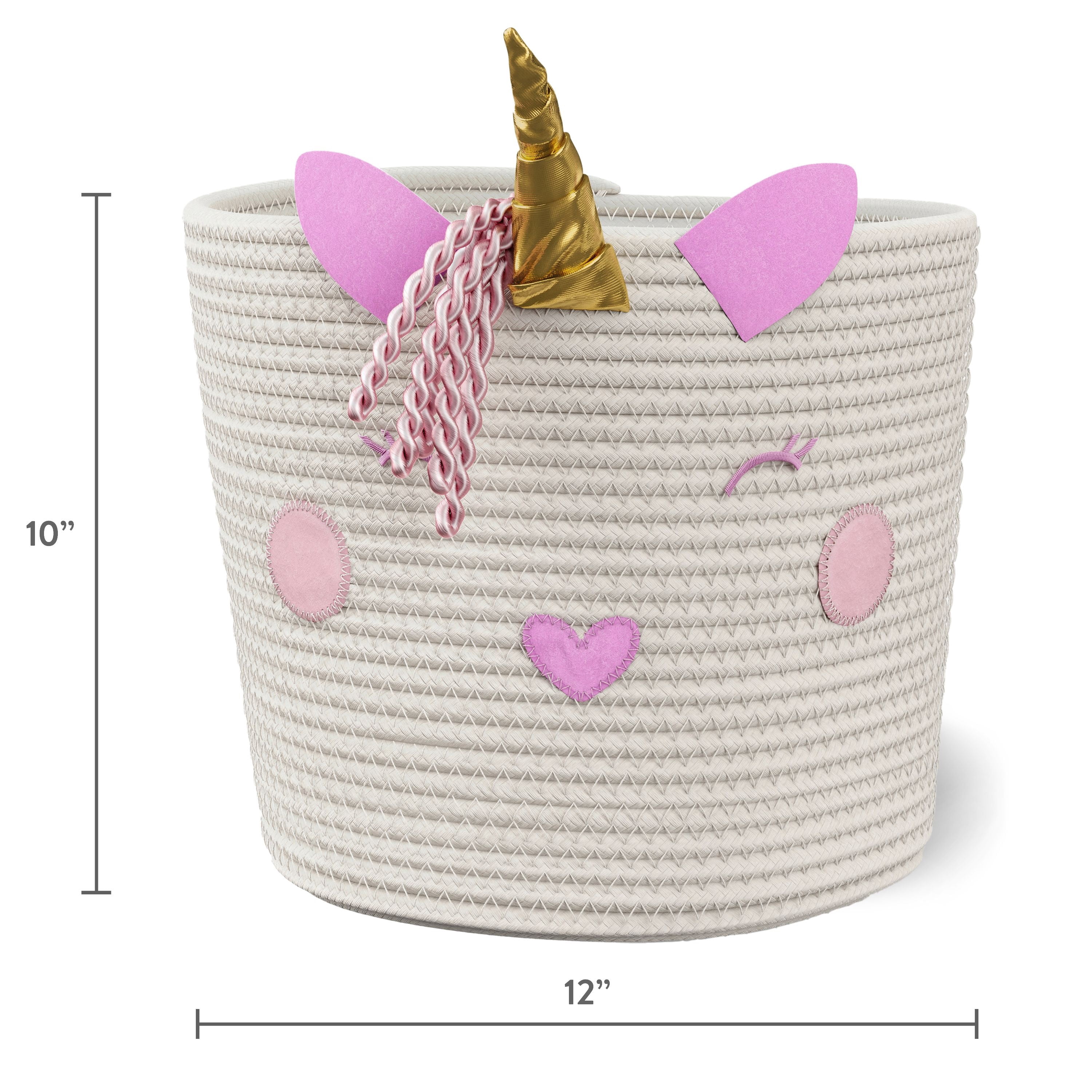 Mainstays Kids Unicorn Round Coiled Rope Storage Baskets, Medium, 2 Pack