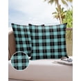 thumbnail image 6 of Pack of 2 Outdoor Pillow Covers, Aqua Green Black Lattice Waterproof Square Throw Pillowcase Cushion Decorative Pillow Covers for Couch Patio Tent, 26x26 in, 6 of 6