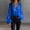 Blue, variant on Women's Lace Patchwork Puff Sleeve Pleated Shirt – Elegant V-Neck Solid Color Blouse For Spring Summer Pink,S
