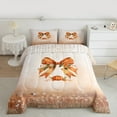 thumbnail image 2 of Manfei Vintage Princess Ribbon Queen Comforter Set for Kid, Autumn Pumpkin Bedding Sets, Fashion Sequin Print Reversible Bedding Comforter Set, Microfiber Bedroom Decor, 3 Pieces, 2 of 8