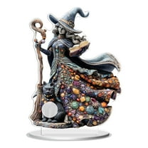 geerera Halloween Witch Acrylic Sign, 2D Tabletop Plaque, Tiered Tray Decor, for Home Living Room, Office Desk, Shelf Display