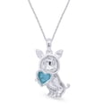 thumbnail image 3 of AFFY Heart Shape Simulated Aquamarine Love Heart Cute Pig Pendant Necklace 14k White Gold Over Sterling Silver with 18" Chain, 3 of 5