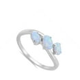 thumbnail image 4 of CHOOSE YOUR COLOR Triple Oval White Simulated Opal Ring .925 Sterling Silver Band CZ Female Size 4, 4 of 4
