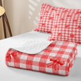 thumbnail image 4 of Erosebridal Simple Gingham Bow Quilt Full for Adults, Red Classic Plaid Ribbon Full Bedspread Sets, 3-Piece, 4 of 7