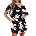 thumbnail image 1 of Vestido largo estampado para mujer, falda, falda de cuello redondo, vestido de mujer Fridja  qw2637, 1 of 7