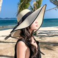 thumbnail image 4 of Sombrero de ala ancha para mujer, sombrero de paja con protección solar, plegable, enrollable, para playa, con protección UV, UPF 50+, 4 of 6